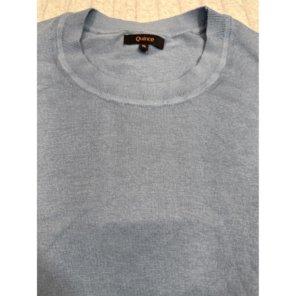 Quince Mens XL Light Blue Organic Cotton Cashmere Blend Crewneck Sweater Knit